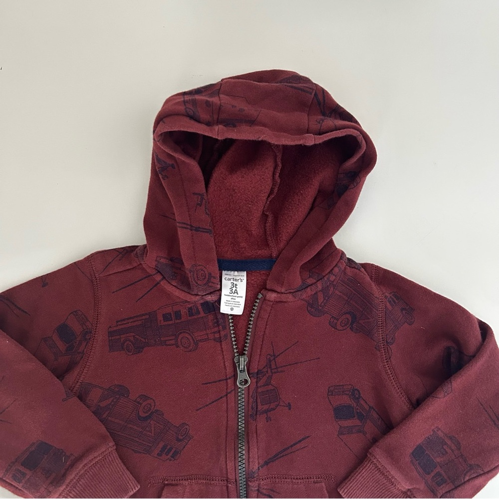 Carter's Boys 3T Firetruck Zip Up Hoodie - Picture 4 of 4